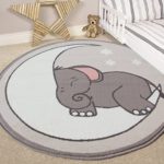 Nursery Style Elephant, Moon and Stars Kids Baby Room Childrens Floor Area Rug Mat