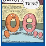 Donut Twins – Cartoon Newborn Baby Card with Envelope (Big 8.5 x 11 Inch) – Cartoon Donut Parents and Kids, Funny Congratulations Greeting Card for Mothers, Fathers, Twins – Baby Girls, Boys J6077BBG