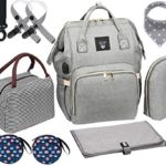 Diaper Bag Set, 8-in-1 Baby Care Backpack for Mom Dad, Waterproof Nappy Bags