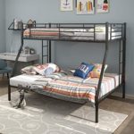 Twin Over Full Bunk Bed for Kids, Metal Bunk Bed Frame, Black