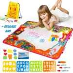 PrimeIRIS Large Water Doodle Mat Aqua Magic Board No Mess Coloring Book for Toddlers Educational Gift Toys for Children Girls Boys Water Drawing Mat Painting Pad for Kids 8 Colors and 1 8 Accessories