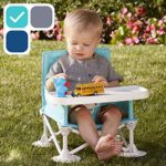 hiccapop Omniboost Travel Booster Seat with Tray for Baby | Folding Portable High Chair for Eating, Camping, Beach, Lawn, Grandma’s | Tip-Free Design Straps to Kitchen Chairs – Go-Anywhere High Chair