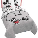 Jay Franco Disney Mickey Mouse Jersey 4 Piece Twin Bed Set – Includes Reversible Comforter & Sheet Set – Super Soft Fade Resistant Polyester (Official Product)