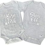 Twin Onesies Outfits for Baby Girls & Boys, Perfect for Newborn Twins 2 Pack (3-6 Months, Show Off)
