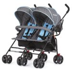 Dream On Me Volgo Twin Umbrella Stroller, Blue/Dark Grey