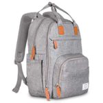 TETHYS Diaper Bag Backpack [Multifunction Waterproof Travel Back Pack] Maternity Baby Nappy Changing Bag Ideal for Mom and Dad, Large Capacity and Stylish Organizer for Baby Care – Gray