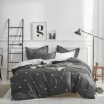 Uozzi Bedding 3 Piece Duvet Cover Set 800 – TC Luxury Hypoallergenic Comforter Cover with Corner Ties Gift Choice (Dark Gray Triangles, Twin (1duvet Cover +2pillowshams))