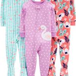 Simple Joys by Carter’s Baby and Toddler Girls’ 3-Pack Snug Fit Footed Cotton Pajamas