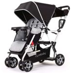 Double Stroller Convenience Urban Twin Carriage Stroller Tandem Collapsible Stroller All Terrain Double Pushchair for Toddler Girls and Boys with 2 Seating Capacity 5 Point Harness Big Storage