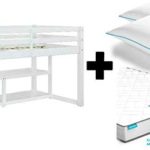 Better Homes and Gardens Loft Storage Bed with Spacious Storage Shelves in White Plus Exclusive Memory Foam Standard Pillow 2pack and Twin Mattress 6″ – Combo Bundle