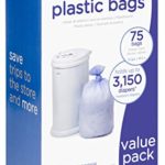 Ubbi Disposable Diaper Pail Plastic Bags, Made with Recyclable Material, True Value Pack, 75 Count, 13-Gallon