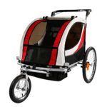 Clevr Deluxe 3-in-1 Double 2 Seat Bicycle Bike Trailer Jogger Stroller for Kids Children | Foldable Collapsible w/Pivot Front Wheel