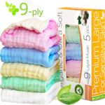 Baby Washcloths for Kids Muslin Washcloth – Pack – 9-ply 12″x12″ Ultra Soft Baby Muslin Washcloths – Organic Washcloths Bulk – Baby Bath Towel Set – Baby Bath Towels – Infant Newborn Kids Washcloths