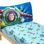 Disney Toy Story Power Up 2 Pack Fitted Sheet and Pillowcase Toddler Sheet Set, Blue/Green