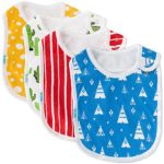 Baby Bibs Large Burpy Cloth 4 Pack Gift Set Soft Absorbent Feeding Reflux Drool Teething Bibs, Adjustable Snap Buttons, Funny Designs for Boys & Girls – Desert