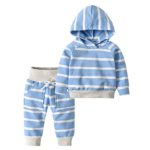Toddler Infant Baby Boys Girls Stripe Long Sleeve Hoodie Tops Sweatsuit Pants Outfit Set