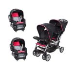 Baby Trend Sit N’ Stand Double Stroller with 2 Infant Car Seats, Optic Pink