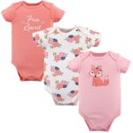 Hudson Baby Unisex Baby Cotton Bodysuits, Floral Fox, 3-6 Months