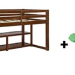 Better Homes and Gardens Loft Storage Bed with Spacious Storage Shelves, Multiple Finishes, Twin, Mocha + Free