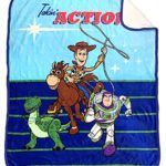 Disney Pixar Toy Story Takin Action Sherpa Throw Blanket – Measures 50 x 60 inches, Kids Bedding Features Woody & Buzz Lightyear – Fade Resistant Super Soft – (Official Disney Pixar Product)