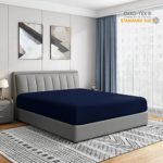Cathay Home Twin Fitted Sheet – Double Brushed Ultra Soft – Wrinkle & Fade Resistant – 14″ Standard Pocket Fitted Sheet Only – Custom Fit for 12″-16″ Deep Mattress (Twin, Navy)