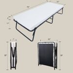 LEISUIT Foldaway Guest Bed Cot Fold Out Bed – Portable Folding Bed Frame with Thick Memory Foam Mattress for Spare Bedroom & Office