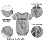 YSCULBUTOL Baby Twins Bodysuit Drinking Buddies Baby Twin Romper Boy Outfits Girl Jumpsuits Baby Triplets Set（Grey 3-6m）