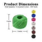 Mandala Crafts Colored Jute Twine for Crafts – Jute Rope Natural Hemp Cord for Jewelry Making – Jute String Hemp Twine for Gift Wrapping Artwork Decorating 8 Rolls 440 Yds