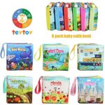 teytoy My First Soft Book,Nontoxic Fabric Baby Cloth Books Early Education Toys Activity Crinkle Cloth Book for Toddler, Infants and Kids Perfect for Baby Shower -Pack of 6