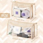 2 Pcs Autumn Boho Clear Makeup Bag Toiletry Bag Varsity Letter Travel Cosmetic Bag Beige Transparent Waterproof PVC Zipper Makeup Pouch Compliant Bag for Women Men