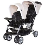 Baby Trend Sit N Stand Easy Fold Travel Double Baby Stroller and Single Infant Car Seat Travel System with Safety Harnesses and Cover, Khaki