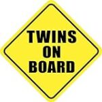 Twins On Board Baby Babies Sign – Sticker Graphic – Auto, Wall, Laptop, Cell, Truck Sticker for Windows, Cars, Trucks