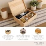 Twine Gift Wood Box with Lid, 2 Stemless Glasses, and Packing Straw-Holds 1 Standard Bottle of Champagne or Wine, Set of 2