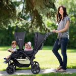 BABY JOY Double Baby Stroller, Foldable Double Seat Tandem Stroller with Adjustable Backrest, Push Handle and Footrest, Lockable Wheels, 5 Points Safety Belts (Black)