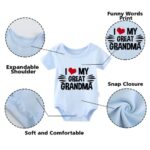 YSCULBUTOL Baby Twins Bodysuit I Love My Great Grandma Long Sleeve Body Baby Boy Girl Romper Jumpsuit Clothes(blue hayi great grandma 6m)