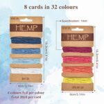 OTYMIOW 32 Colors 160 Yards Hemp Cord String for Jewelry Making, Multi-Color Flax String Cord, Natural Twine Cord Rope String for Handmade Bracelets Keychains Craft Making Accessories, 1 mm