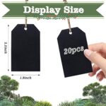 SPEESJOY 20 Pack Chalkboard Tags Hanging Mini Wooden Chalkboard Tags Small Hanging Chalkboard Tags with String Twine for Baskets Storage Bins, Hanging Chalkboard Labels, Double Sided, Black