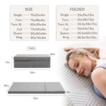 Tri-Fold Memory Foam Mattress, 4 inch Twin Folding Mattress with Collapsible and Washable Cover, Travel and Guest Mat, 75″×38″×4″, Grey