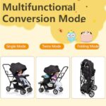 Funyard Sit and Stand Stroller,Single＆Double Baby Stroller,Lightweight Travel Folding Stroller for Newborn&Toddler with Rear Bench and Standing Platform,5-Point Harness,Canopy,Tray Table,Storage