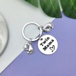 Twins Mama Gifts Twin Mom Gifts Keychain Baby Twin Gifts Twin Boy Mom Gifts Pregnancy Gifts for New Mom Twin Girls Mom Gifts Jewelry Baby Shower Announcement Gift Mother’s Day Gift for Twin Mom