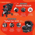 Baby Trend Sit N Stand Tandem Double Stroller 2.0 DLX & 2 EZ-Lift Plus Lightweight Infant Cozy Cover Car Seat Set with 5 Point Safety Harness, Stormy