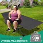 LILYPELLE Oversized XXL Folding Camping Cot, 78″ L x 32″ W x 18″ H Heavy Duty Sleeping Cots with Carry Bag, Double Layer Oxford Portable Travel Camp Cots for Home, Office Nap and Outdoor Beach