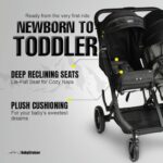 BabyCruiser Double Stroller Newborn and Toddler, Swivel Wheels, One Hand Folding, Compact Size, Lightweight Twin Stroller from Birth up to 48.5 lbs per seat