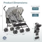 Dream On Me Twin Venture Umbrella Stroller in Light Gray