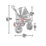 Pet Gear NO-Zip Double Pet Stroller, Zipperless Entry, for Single or Multiple Dogs/Cats, Plush Pad + Weather Cover Included, Large Gel-Filled Tires, 1 Model 3 Colors