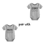 QIANWANYI Baby Twins Bodysuit Copy Paste Unisex Baby Clothes Infant Cute Outfits Twin Romper(Grey 3M)
