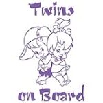 Twins on Board Family Boy Girl Car Window Vinyl Decal Sticker (BB-11) (Lavender, 7.5 inches x 5 inches)