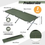Geetery 2 Pcs Folding Camping Cot Bed with Carry Bag Portable Tent Twin Cot Army Military 529 lbs Outdoor Sleeping Travel Camping(Army Green)