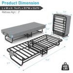 SADENICEL Folding Bed with Mattress for Adults, Portable Foldable Roll Away Bed on Wheels, Memory Foam Mattress and Metal Frame, Space Saving Fold Up for Easy Storage, 75″ x 31″