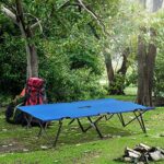 Outsunny 2 Person Folding Camping Cot for Adults, 50″ Extra Wide Outdoor Portable Sleeping Cot with Carry Bag, Elevated Camping Bed, Beach Hiking, Blue